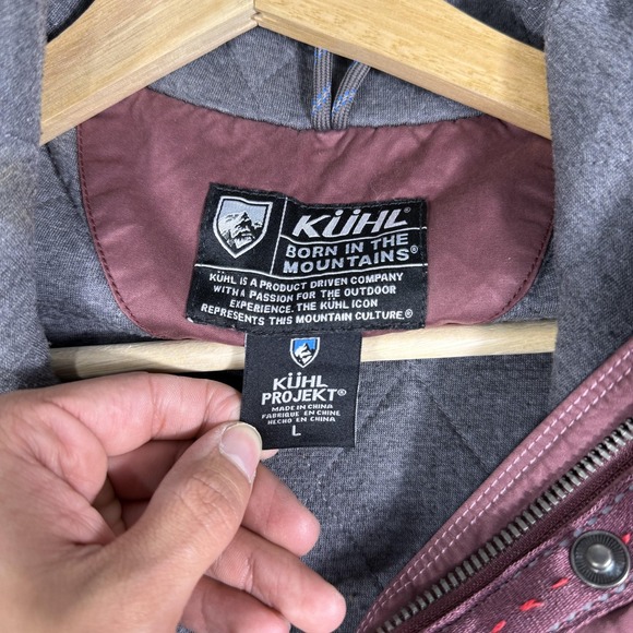 Kuhl Projekt Jacket Womens Large Maroon Hooded Quilted Lined Outdoor Coat Casual - Picture 3 of 8